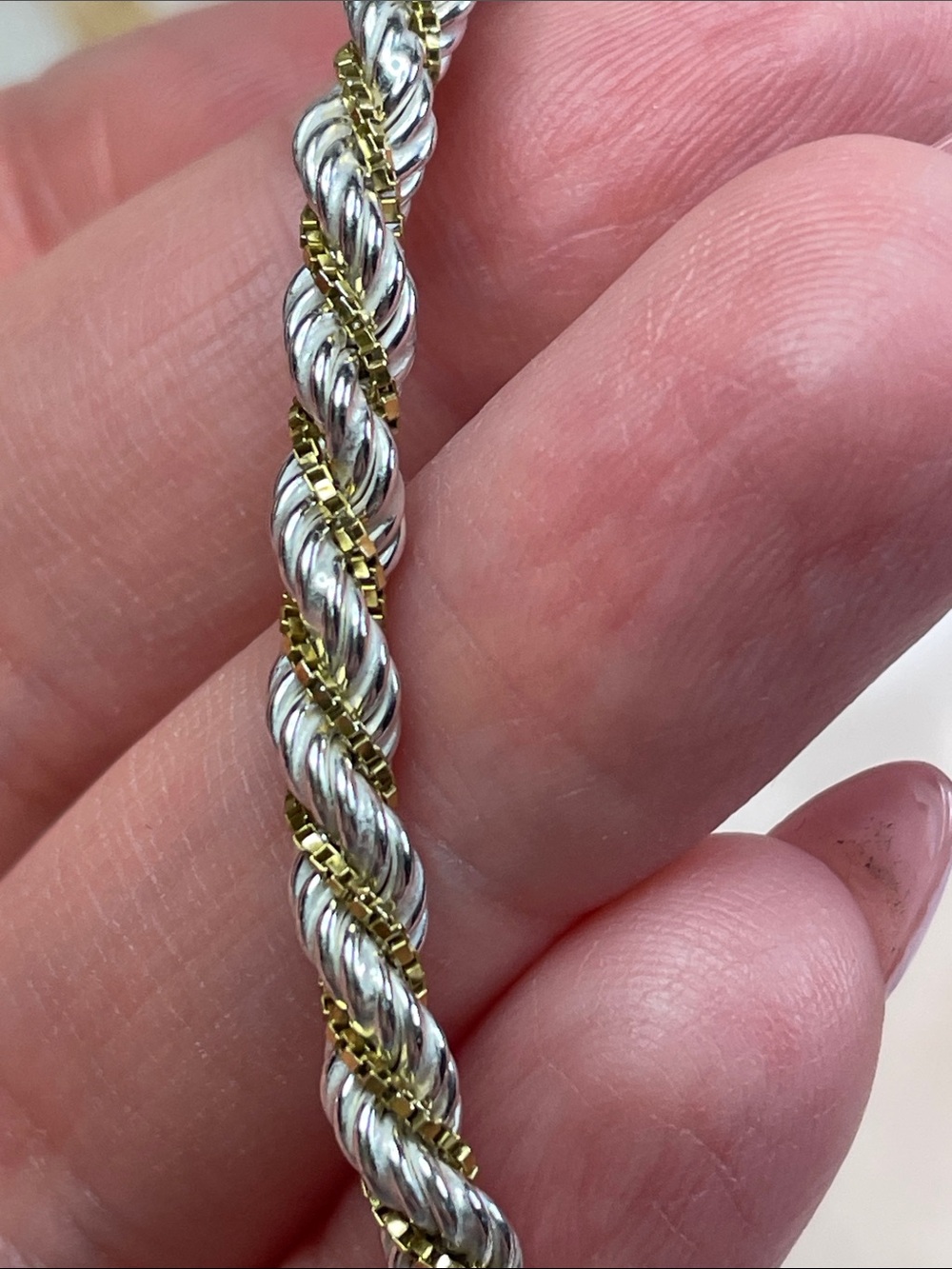 Freida Rothman Sterling Silver Two-Tone Rope Chain Bracelet $159 MSRP - Picture 5 of 7